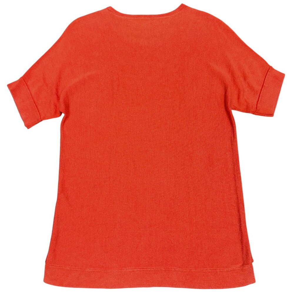 EILEEN FISHER Tencel Silk Pullover‎ Short Sleeve Sweater Orange | Size Small - Picture 4 of 7